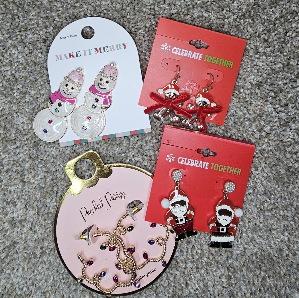 Rachel Parcell Holiday Earring Set - Red and White